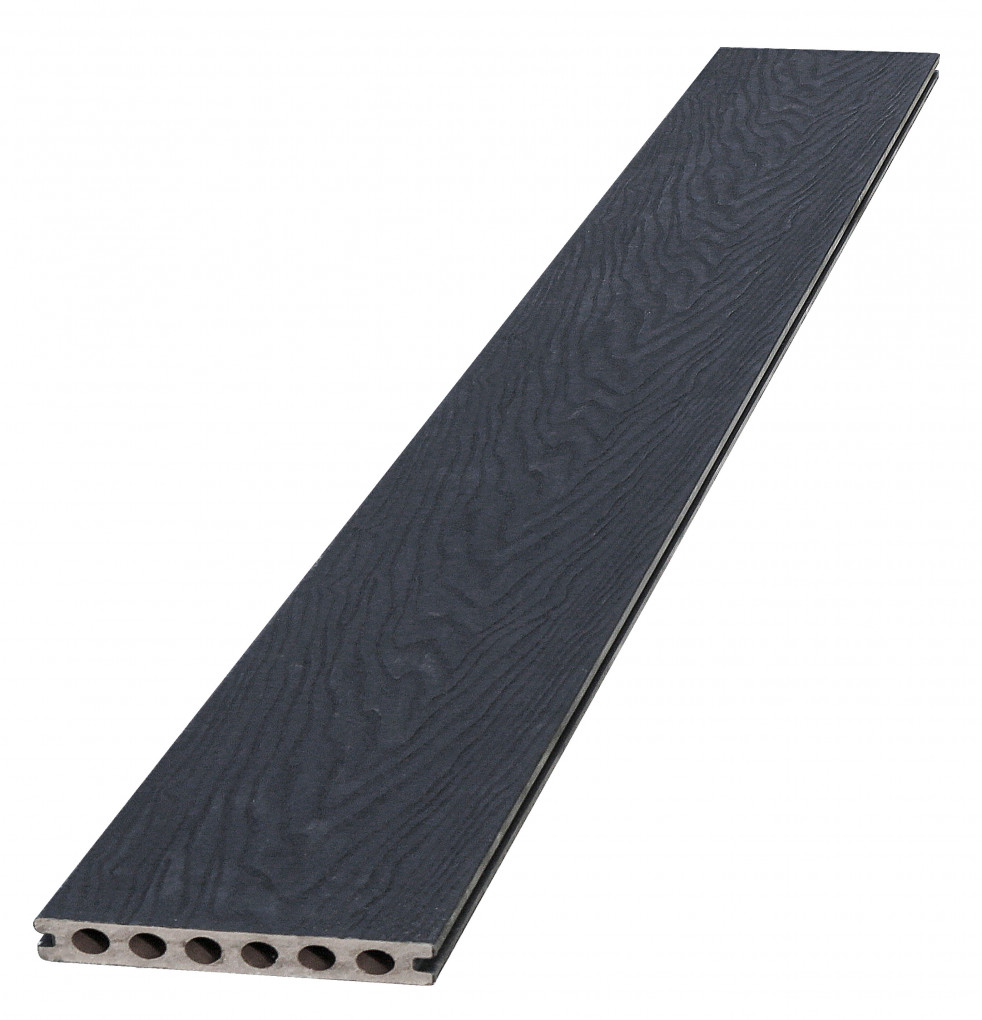 Composiet dekdeel houtstructuur (co-extrusie) zwart 2,3x14,5x420 cm.