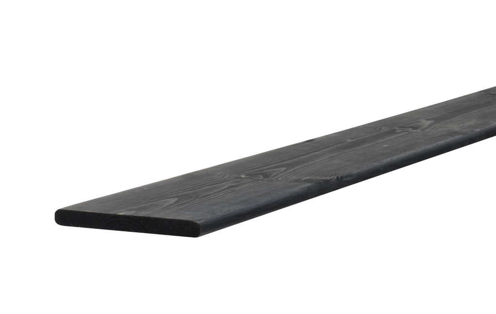 Grenen geschaafde plank zwart 1,5x14 cm