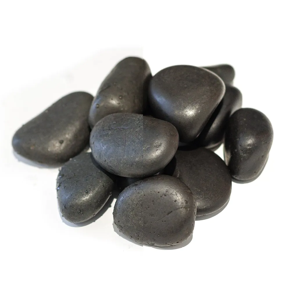 Zwarte gepolijste Asia Pebbles sierstenen 50–70 mm